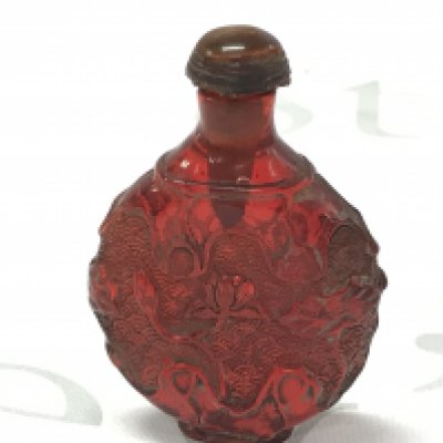 Amber colour Chinese snuff bottle, 35g , 75mm. Postage category A