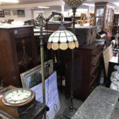 WITHDRAWN - Two Tiffany style lamps . 160 and 180cm tall.- NO RESERVE