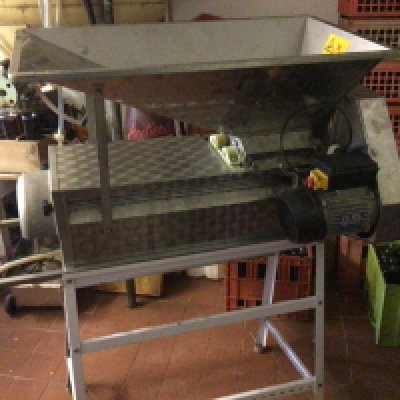 A Galvanised grape masher with stalk extractor electric operated seen working. Viewing by appointment sold in situ buyer to collect.