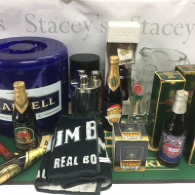 A collection of breweriana including a yard of ale, ice bucket, Royal Celebration Ale etc. Shipping category D.