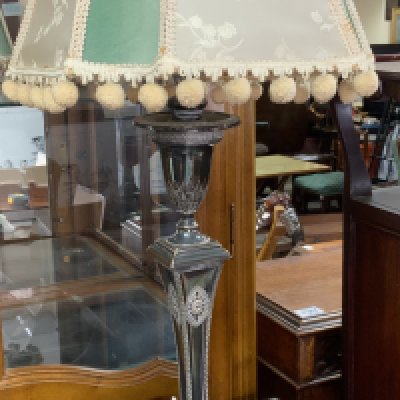 A large silver plated regency style lamp base. 66cm
