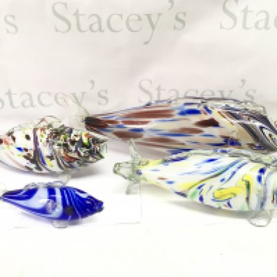 A collection of four assorted Murano coloured glass fish. Postage D