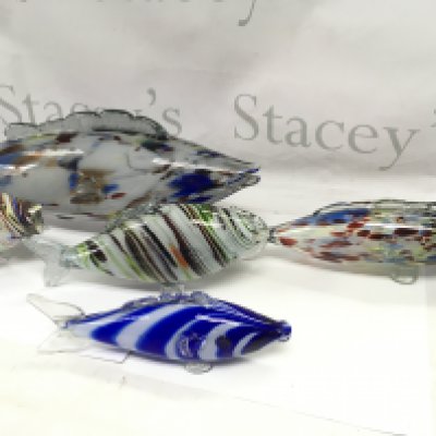 A collection of Murano coloured glass fish. Postage D