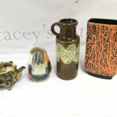 A collection of assorted ceramic items including west Germany pottery.