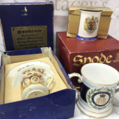 Commemorative ceramics including Spode, 150th anniversary sesquicentenary of Henley Royal Regatta, Golden Jubilee 1952-2002 China Ringtons cup and Leonardo collection cup and saucer. No reserve This lot cannot be posted
