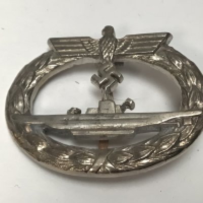 A German Third Reich U boat badge the reverse with makers mark schwwerin. Possible retrospective copy.