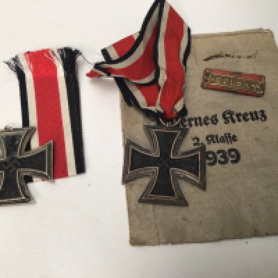 Two German Third Reich iron cross second class one with original envelope and bar for Odesa. (2)