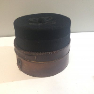 A 19th century Felt cap Possible British Royal Hussars with makers stamp Compton Sons & Webb London in a leather box.