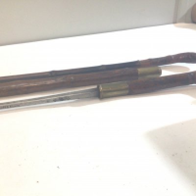An Antique German sword Stick possibly hawthorn with a steel blade maker S Hope Sohne Solingen and one other sword stick (2)