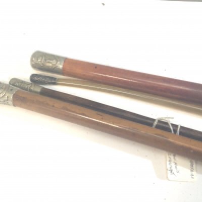 Four Military Swagger and walking sticks including a horn swagger stick Gordon Hylanders and others (4)