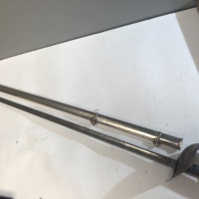 A George V British Military officers sword made by Wilkinson Newark the etched blade with badge and Coats of Arms. Metal scabbed.