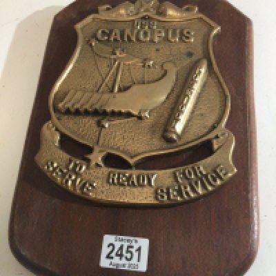 A wall plaque USS Canopus. 32x21cm
