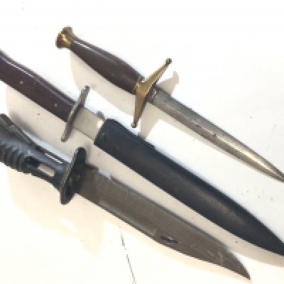 A German Third Reich boot knife ha1 1942 one other smaller knife and a post war bayonet (3)