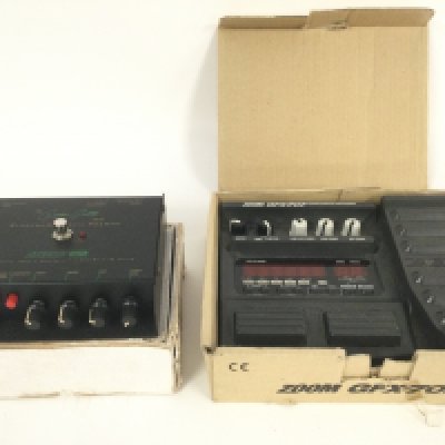 A boxed Zoom GFX-707 guitar effects processor and a Gordon Giltrap GG10 electro acoustic preamp (2).