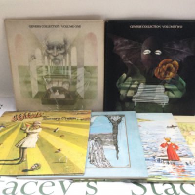 Genesis Collection Volumes one and two comprising four LPs including 'Trespass', 'Foxtrot', 'Nursery Cryme' and 'Selling England By The Pound'. Includes both posters.
