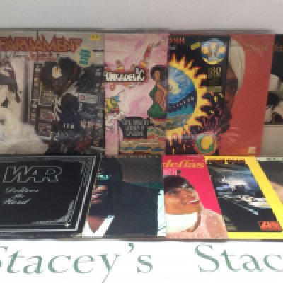 Two bags containing 20 funk and soul LPs by various artists including Parliament, War, Bobby Womack and others