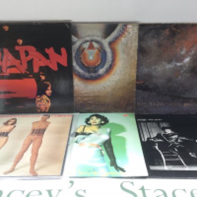Twelve new wave and electro LPs by various artists including Japan, Tubeway Army, Visage and others. Includes a promo disc.