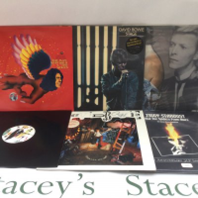 Six David Bowie coloured vinyl LPs comprising a limited edition yellow vinyl 'Stage', a limited edition red vinyl 'Ziggy Stardust Motion Picture Soundtrack' and others.