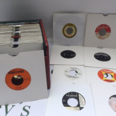 A record case of US and UK soul 7" singles by various artists including Shirley Ellis, Otis Redding, Arthur Conley and others.