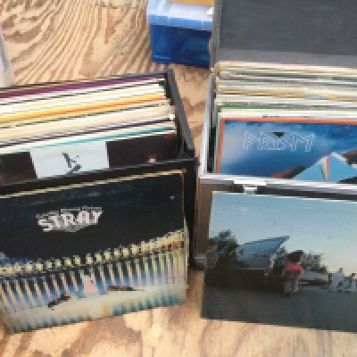 Two record cases of LPs by various artists including Grace Slick, Battered Wives, Savoy Brown and others plus some film soundtracks.