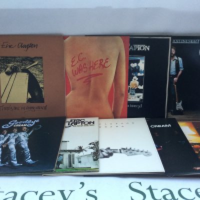 Nine Eric Clapton and related LPs comprising 'Slowhand', 'Backless', 'Goodbye' by Cream and others.