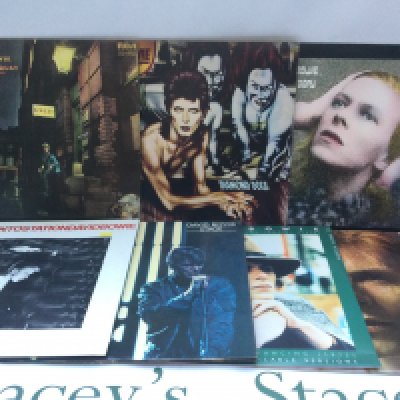 Six David Bowie LPs and a 12" single comprising 'Hunky Dory', 'Station To Station' and others. Includes some promo copies.