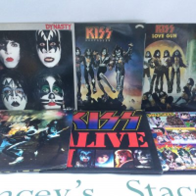 Six Kiss LPs comprising 'Dynasty', 'Love Gun' a promo copy of 'Unmasked' and others.
