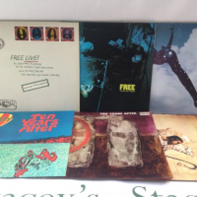 Six rock LPs by Free, Ten Years After and Prelude comprising 'Watt', 'Tons Of Sobs' and others.