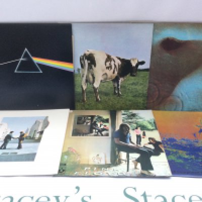 Six Pink Floyd LPs comprising 'Dark Side Of The Monn' complete with all inserts, 'Atom Heart Mother', a DJ promo copy of 'Ummagumma' and others.