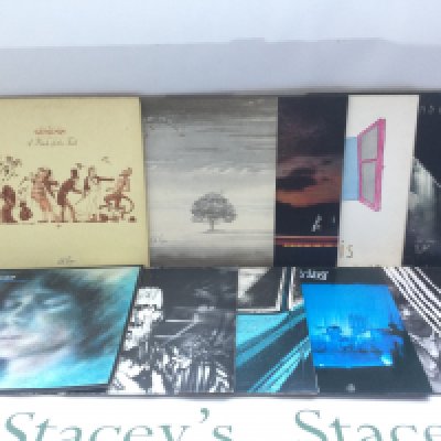 Ten Genesis and related LPs comprising 'A Trick Of The Tail', 'Spectral Mornings', 'Duke' and others. Includes a promo copy of 'Peter Gabriel'.