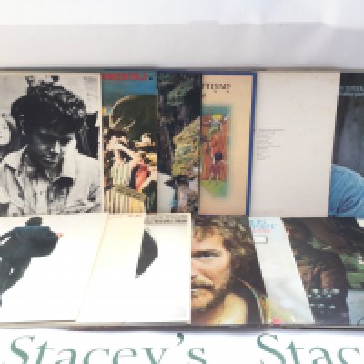 Fourteen folk LPs by various artists including Donovan, James Taylor, Gordon Lightfoot and others. Includes a promo 'JT' LP.