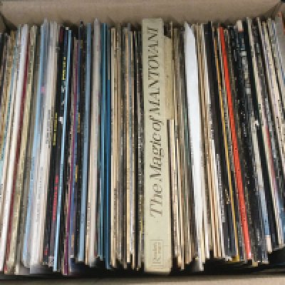 Four boxes of LPs and 12" singles by various artists including James Brown, Little Richard, Abba and many more.