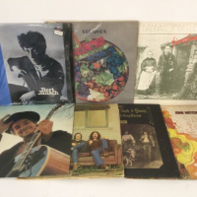 Fifteen folk rock LPs by various artists including Bert Jansch, Fairport Convention, Crosby, Stills & Nash and others.