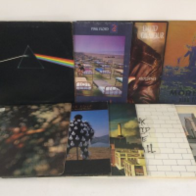 Nine Pink Floyd and solo LPs comprising 'Meddle', 'Animals', 'The Wall' and others.