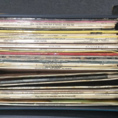 Eight record cases of LPs and 12" singles by various artists including The Rolling Stones, Eric Clapton, Elton John and many more