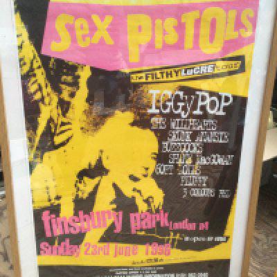 A framed and glazed Sex Pistols 'Filthy Lucre' tour poster, approx 60cm x 90cm excluding frame.