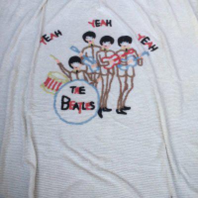 A Beatles embroidered blanket or throw, approx 5ft x 7ft.