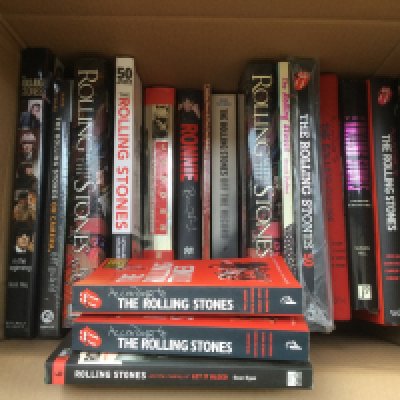 Two boxes of music biographies comprising mainly books on The Kinks and The Rolling Stones (2).