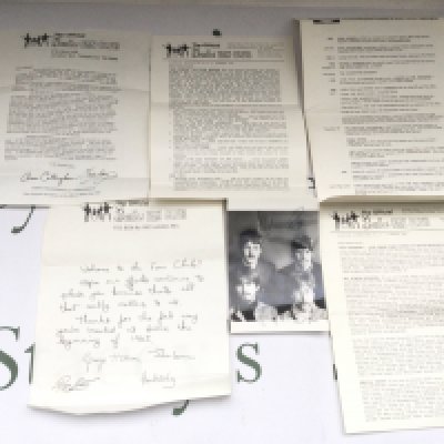 A collection of Beatles fan club memorabilia from 1967 and 1968 including covering letters, posters and a postcard with facsimile signatures.