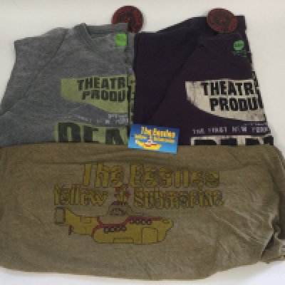 A collection of band T shirts comprising The Beatles and Pink Floyd. Sizes L and XL.