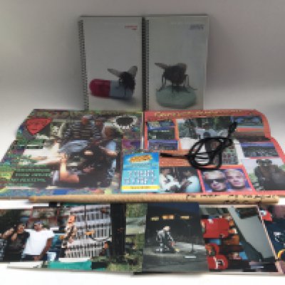 A collection of Red Hot Chili Peppers ephemera including a unique collection of photographs given to the vendor by Anthony Keidis' father, a stage used drumstick signed by Chad Smith, All access tour laminate, tour itinerary booklets and other items. The vendor was a truck driver for their European tours in 2006-2011. Further provenance available upon request.