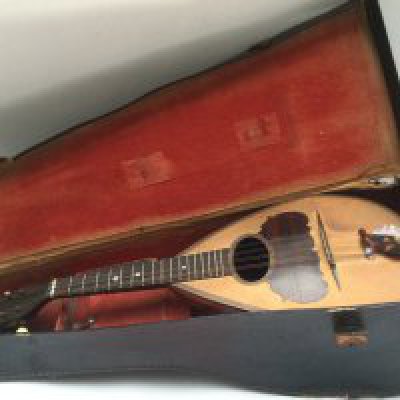A cased mandolin, no maker's label.