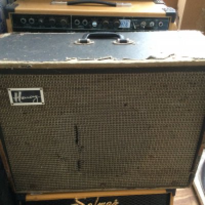 A vintage Harmony combo amplifier fitted with a Celestion GL12-35 speaker.