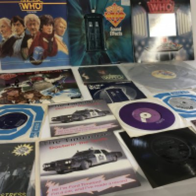 A collection of Vinyl albums and singles all related to Dr Who including soundtracks from the series and stories