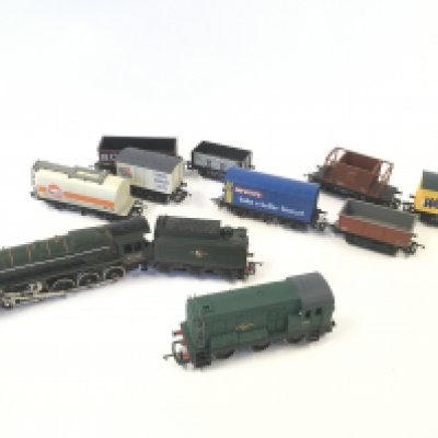 A Box Containing a Collection of 00 Gauge Locomotives.Track And Wagons etc.