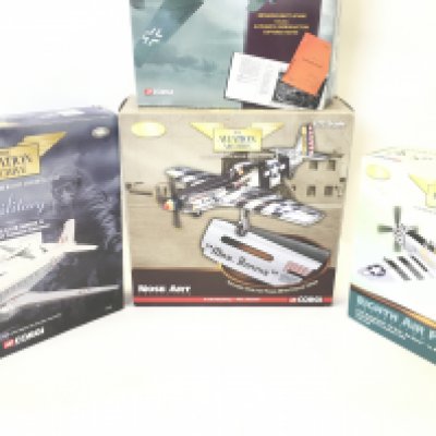 4x corgi Aviation Archive models. Including P-51K Mustang. P-47D Thunderbolt. Messerschmitt. Douglas C-47B.