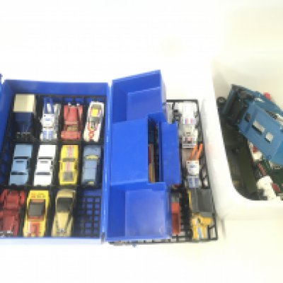 A Collection of Playworn Diecast including a Matchbox Carry Case.