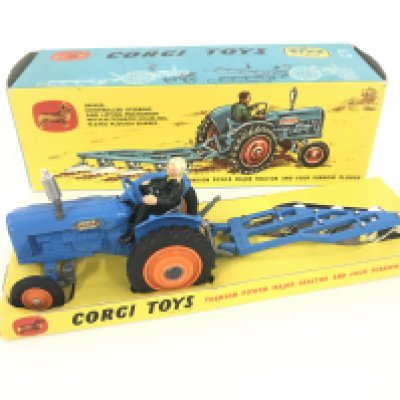 A Boxed Corgi Fordson Power Major Tractor And Four Furrow Plough. Gift Set #13.