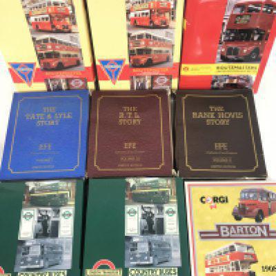 A Collection of Boxed EFEs and Corgi Buses.