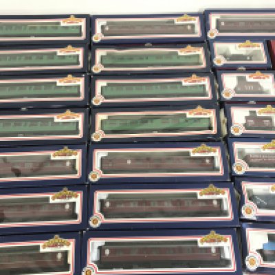 A Collection of Boxed 00 Gauge Bachmann Coaches and Wagons.